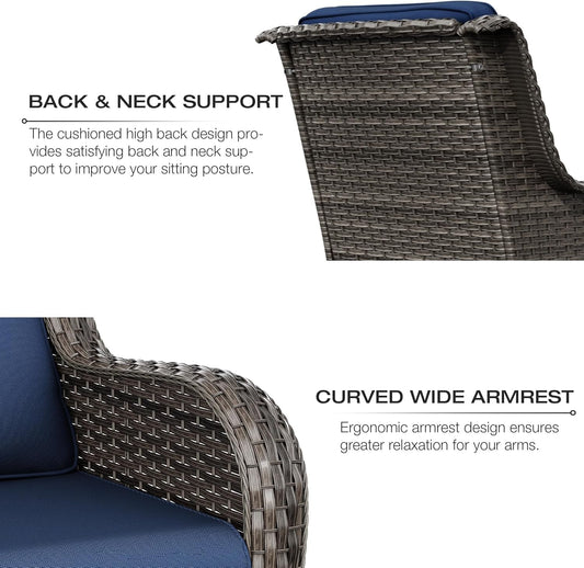 5-Piece Wicker Patio Furniture Set with Cushions