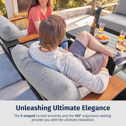 Modern Four Piece Patio Furniture Set with Deep Seating