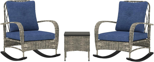 Stylish Three Piece Wicker Patio Furniture Set