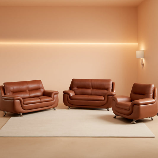 Faux Leather Sofa Set 3 Piece Living Room Furniture