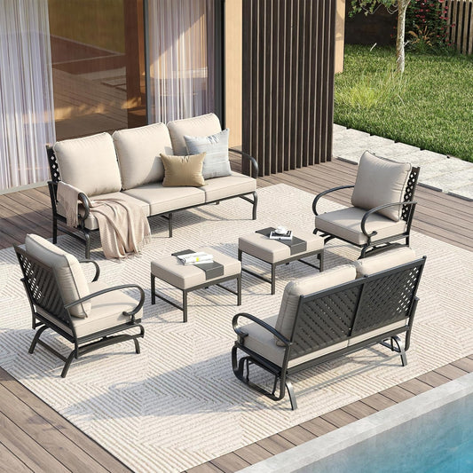 Five Piece Outdoor Patio Furniture Set with Cushions