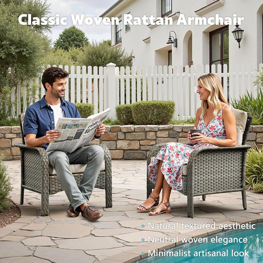 All Weather Wicker Patio Furniture Set with Cushions