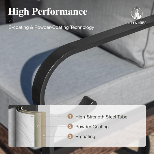 Grey 4 Piece Patio Furniture Set With Cushioned Chairs