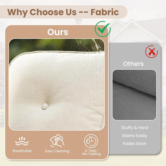 Beige All Weather Wicker Patio Furniture Conversation Set