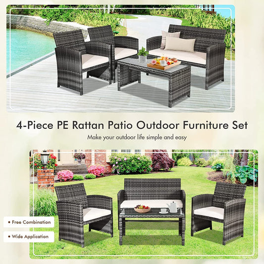 Weather Resistant Rattan Patio Furniture Set for Outdoors